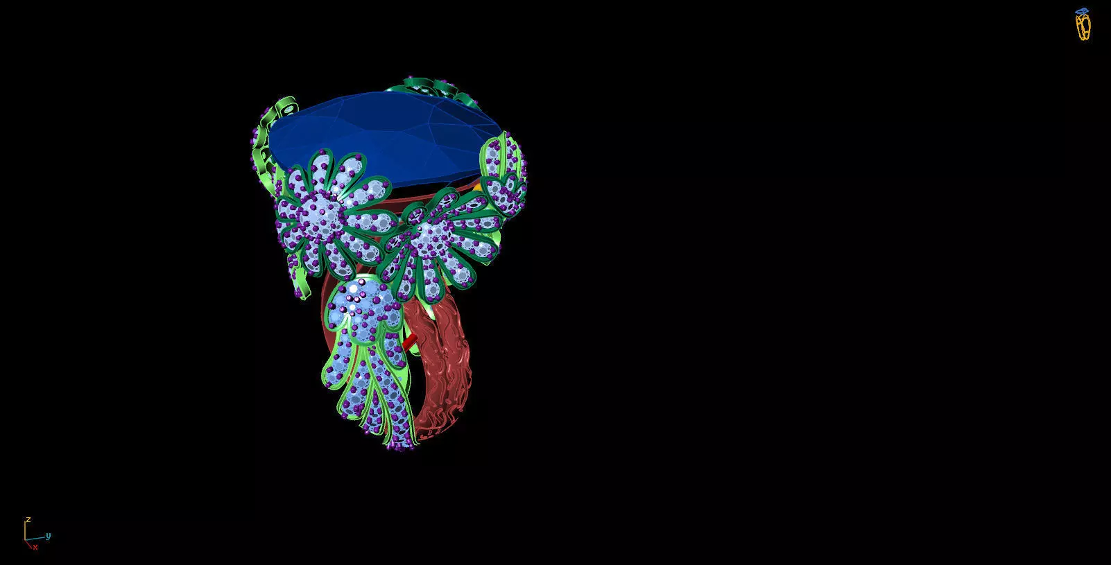 Elegant Flower Ring 3D model_0