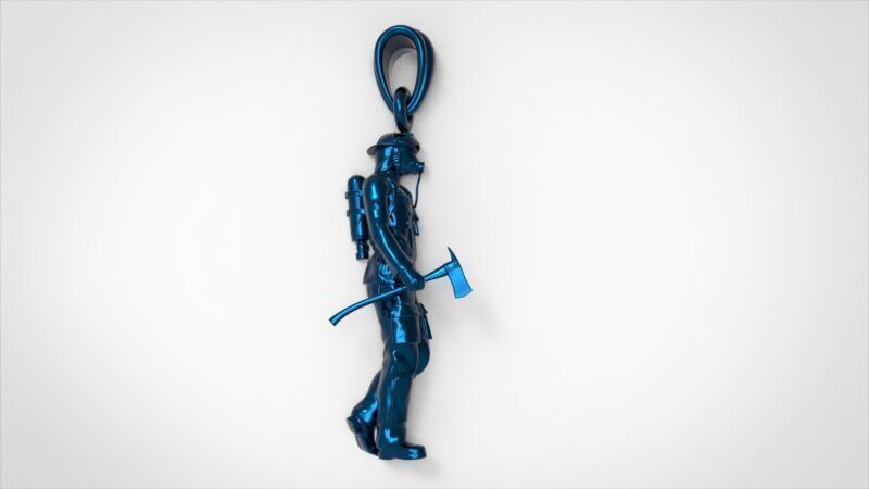 Fireman Firefighter Pendant 3D print model_15