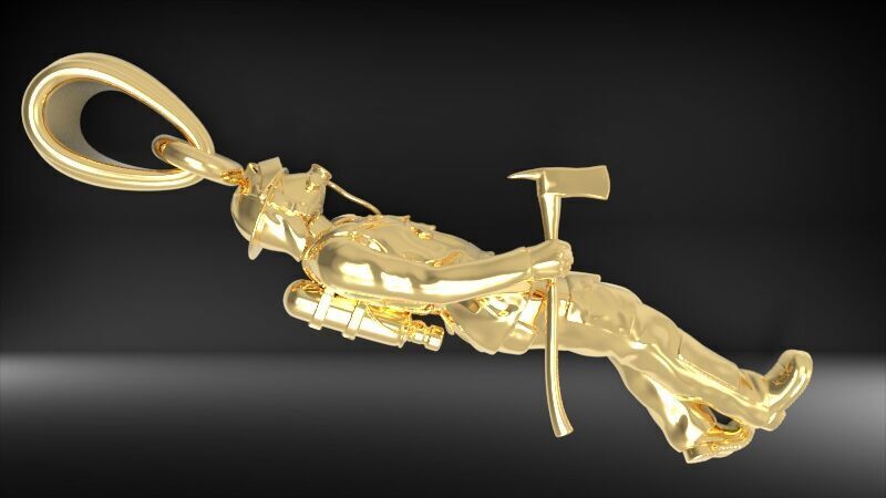 Fireman Firefighter Pendant 3D print model_19