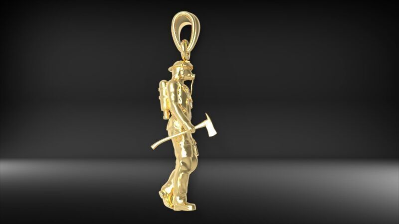 Fireman Firefighter Pendant 3D print model_5
