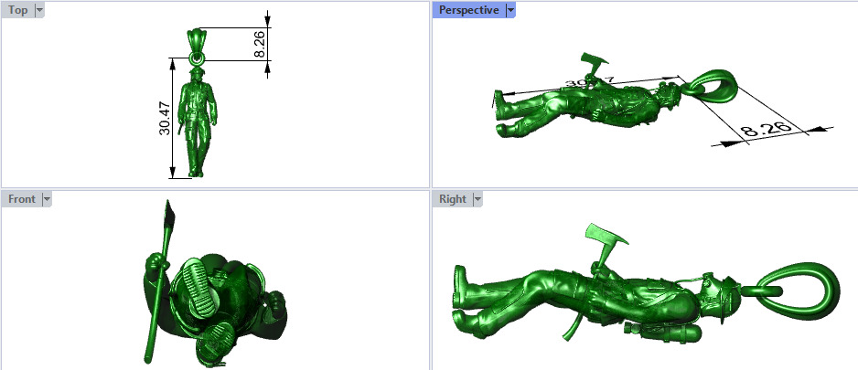 Fireman Firefighter Pendant 3D print model_21