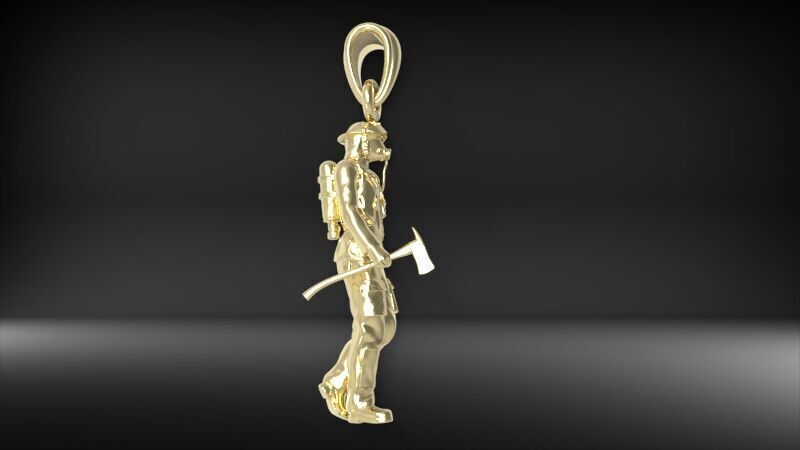 Fireman Firefighter Pendant 3D print model_13