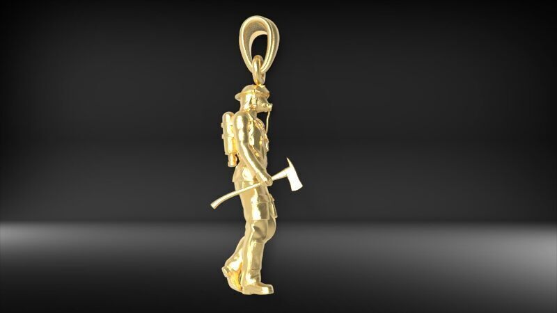 Fireman Firefighter Pendant 3D print model_12