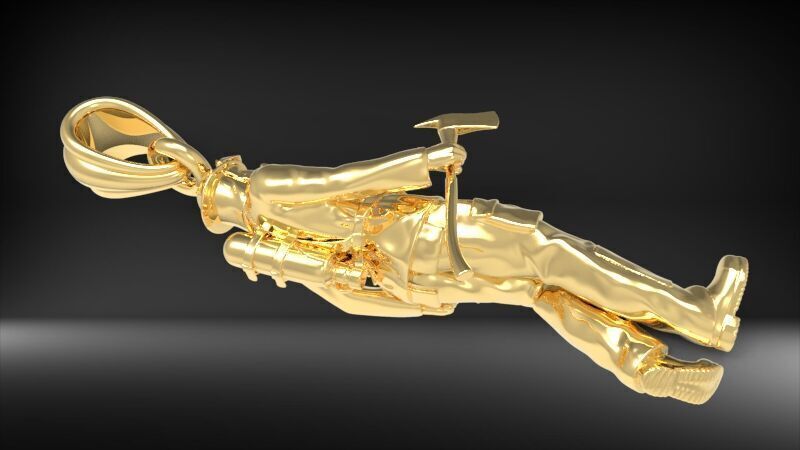 Fireman Firefighter Pendant 3D print model_6