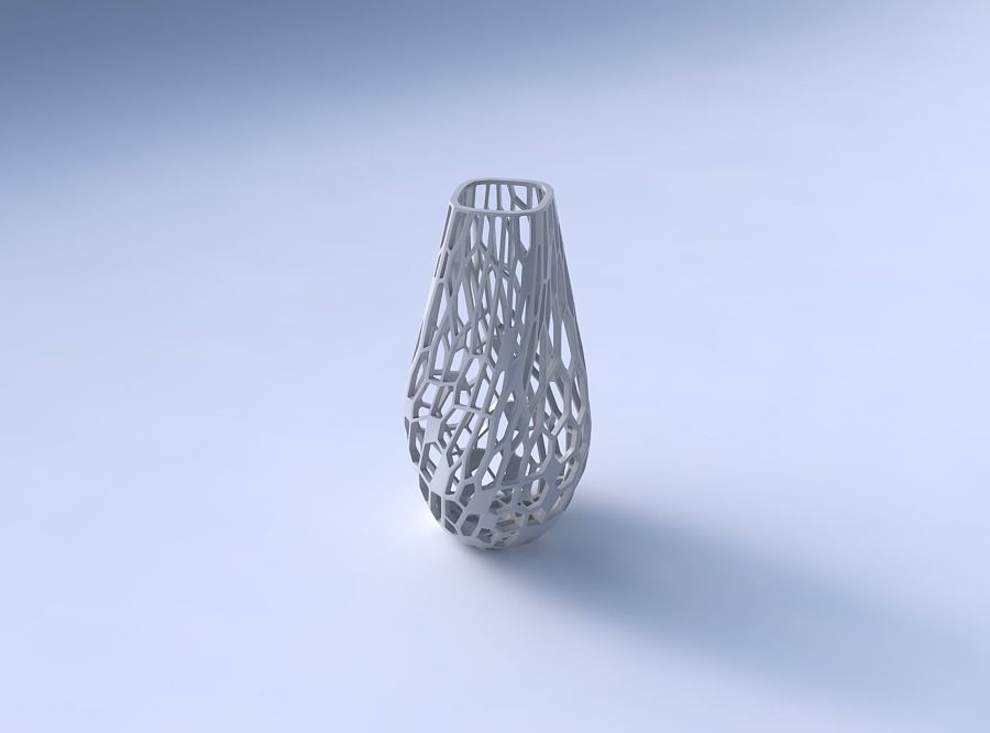 Bottom wide vase helix with faceted organic lattice 3D print model_3