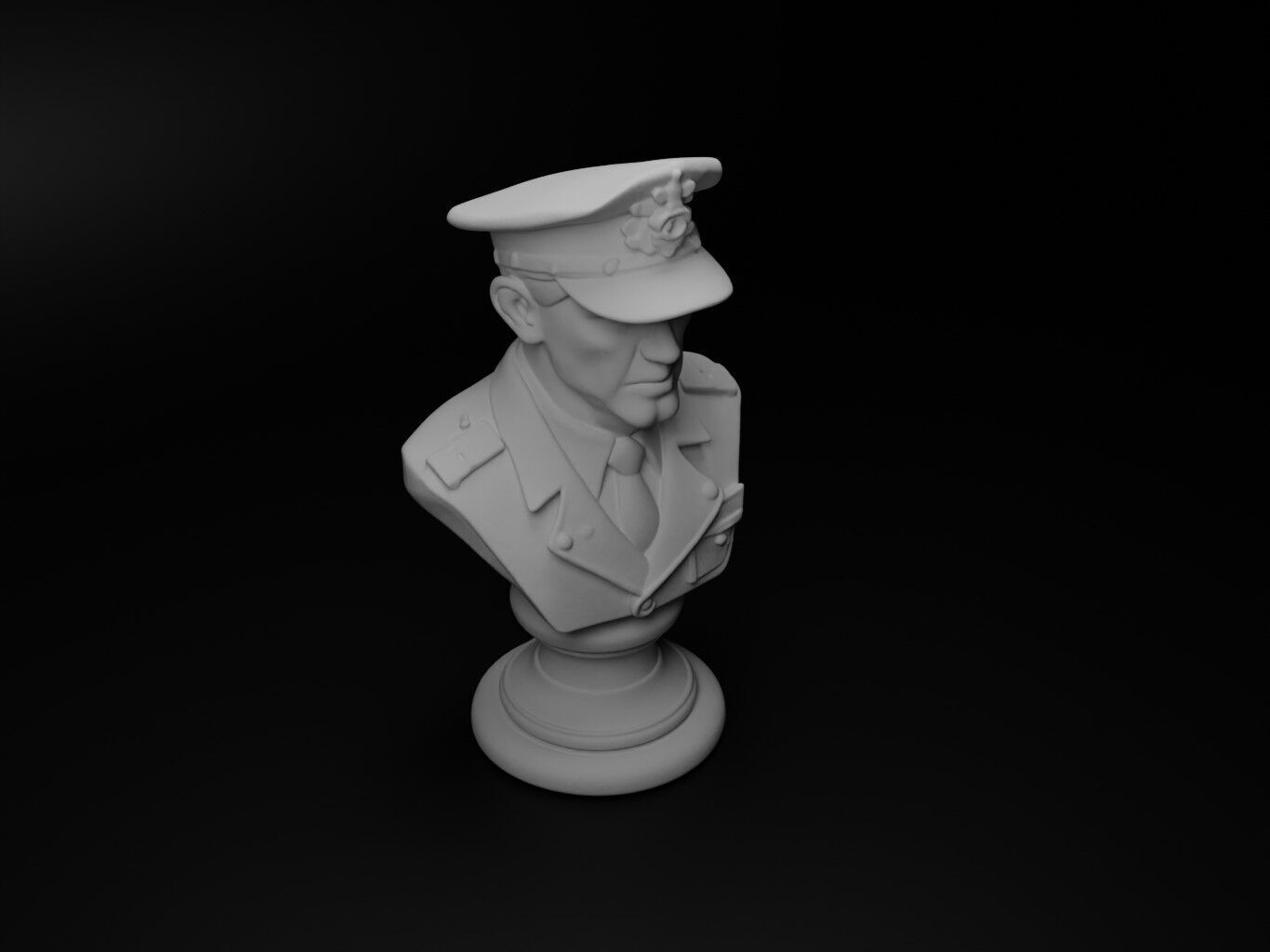Pilot Bust Chess 3D print model_2