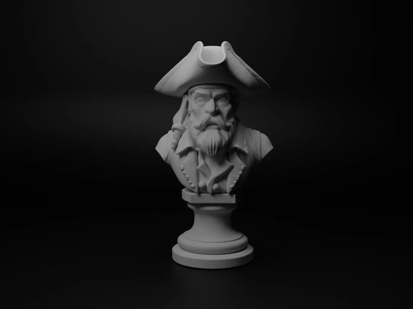 Pirate Bust Chess 3D print model_0