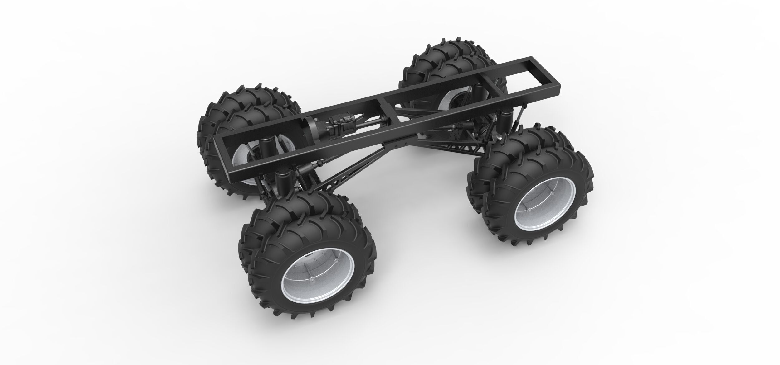 Chassis of Vintage Monster Truck double wheels Scale 1 to 25 3D print model_1