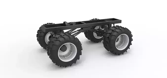 Chassis of Vintage Monster Truck double wheels Scale 1 to 25 3D print model