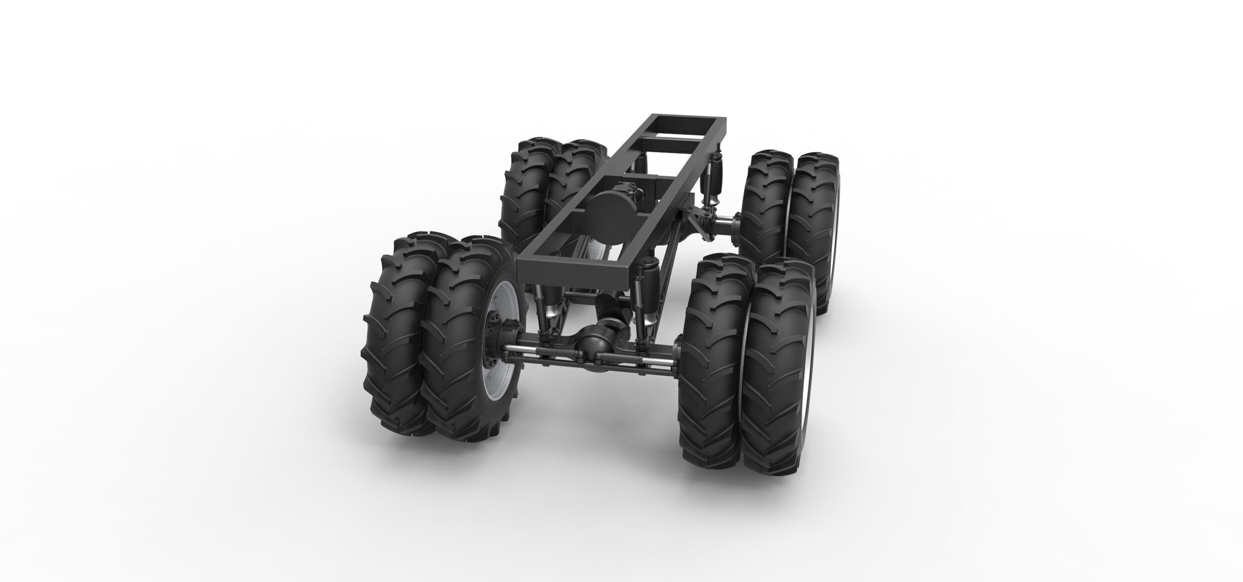 Chassis of Vintage Monster Truck double wheels Scale 1 to 25 3D print model_3
