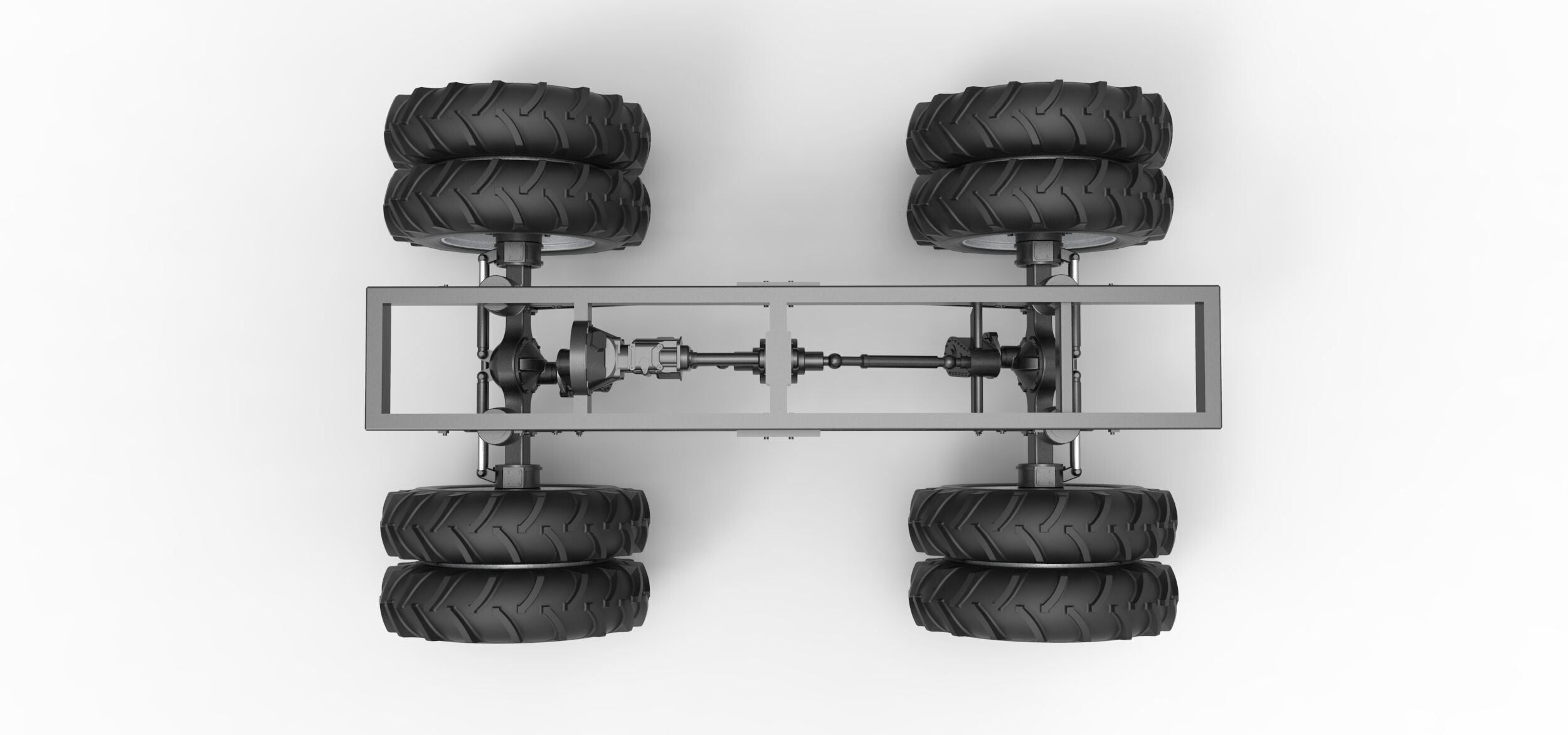 Chassis of Vintage Monster Truck double wheels Scale 1 to 25 3D print model_7