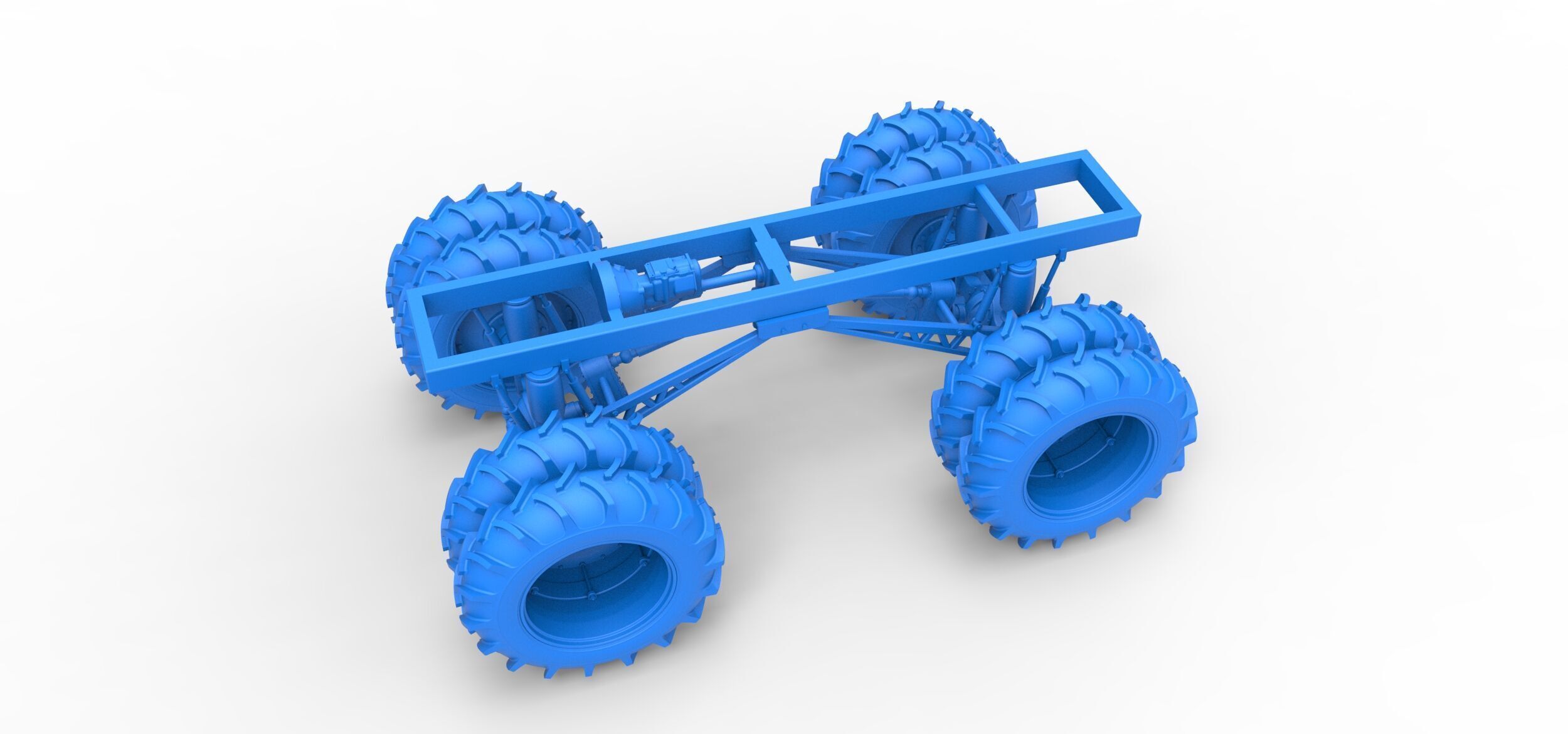 Chassis of Vintage Monster Truck double wheels Scale 1 to 25 3D print model_12