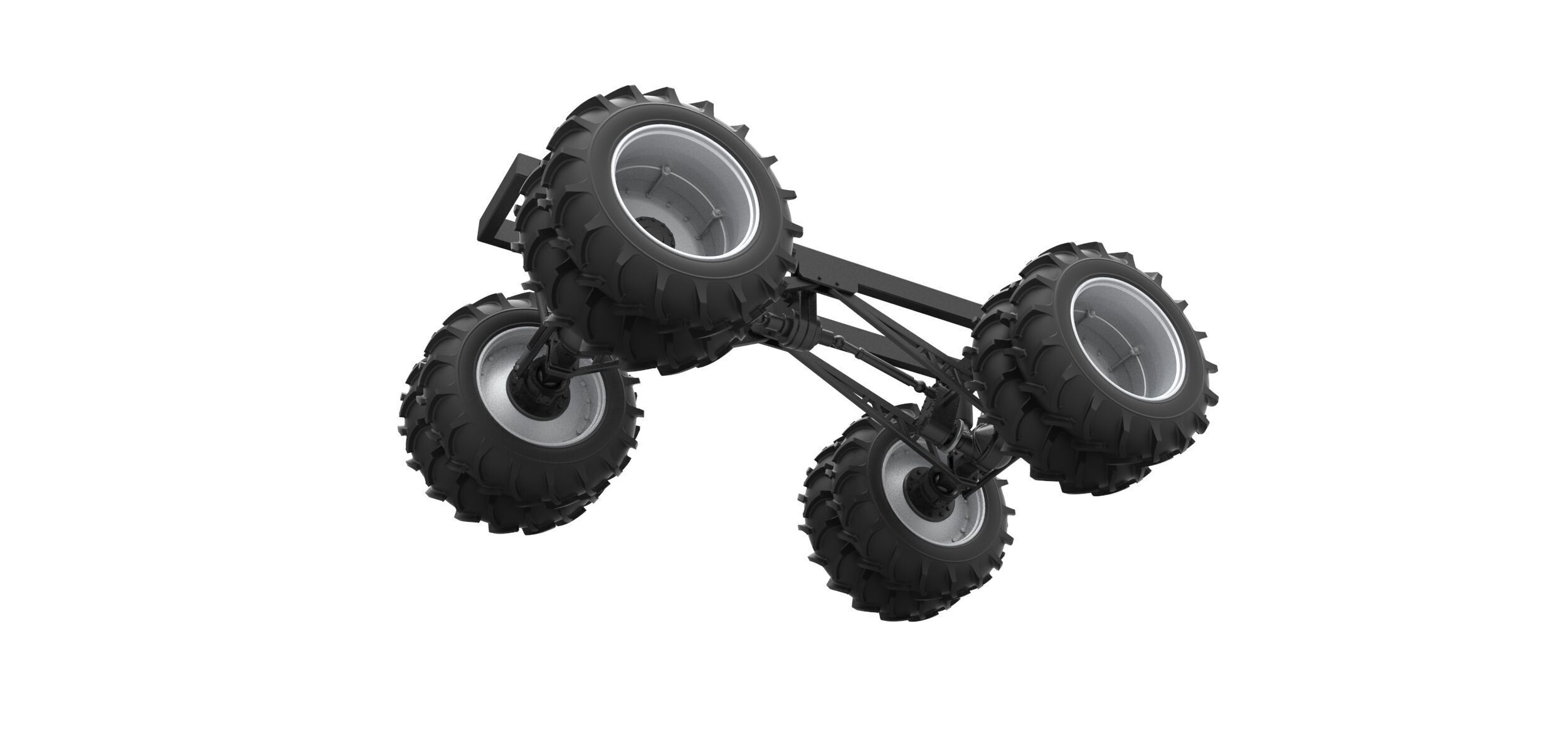 Chassis of Vintage Monster Truck double wheels Scale 1 to 25 3D print model_2