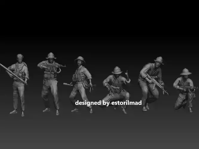 PACK 6 SOLDADOS VIETNAM VIETCONG  3D print model