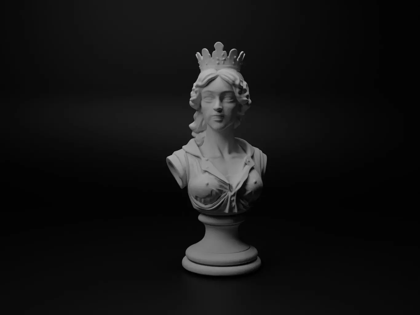 Queen Bust Chess 3D print model_0