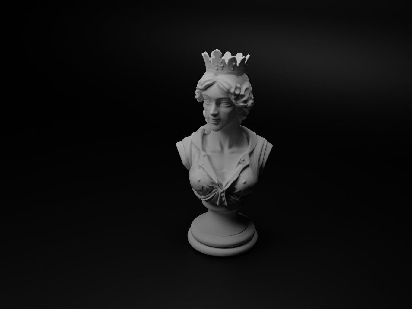 Queen Bust Chess 3D print model_1