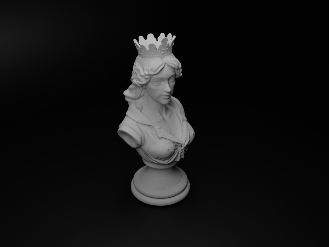 Queen Bust Chess 3D print model_2