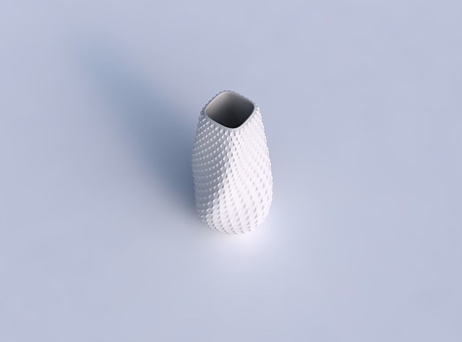 Bottom wide vase helix with grid piramides 3D print model_1