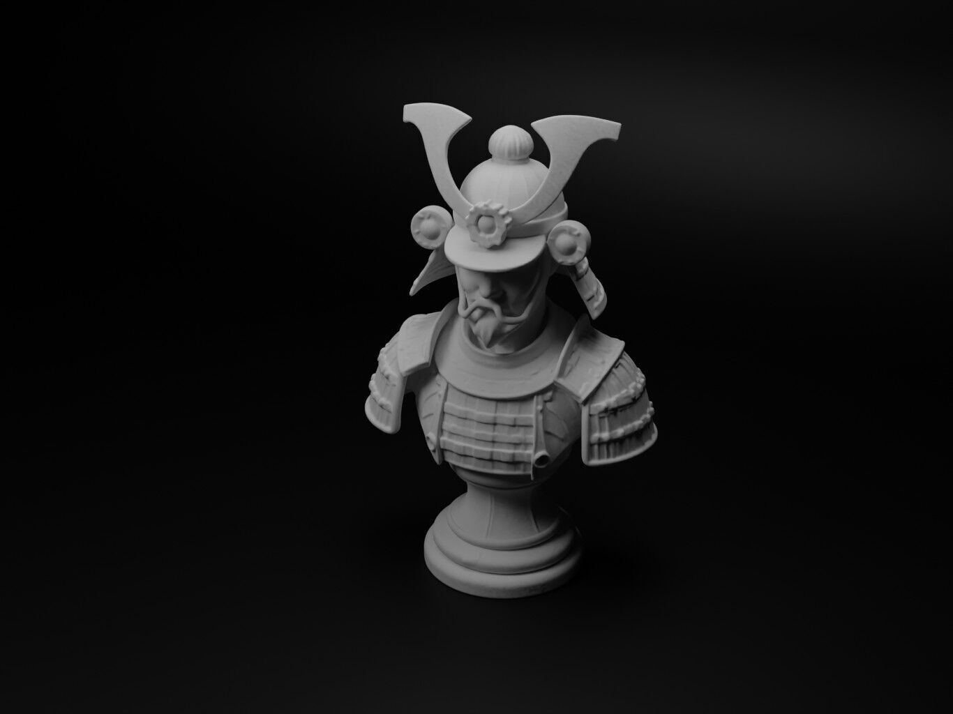 Samurai Bust Chess 3D print model_1