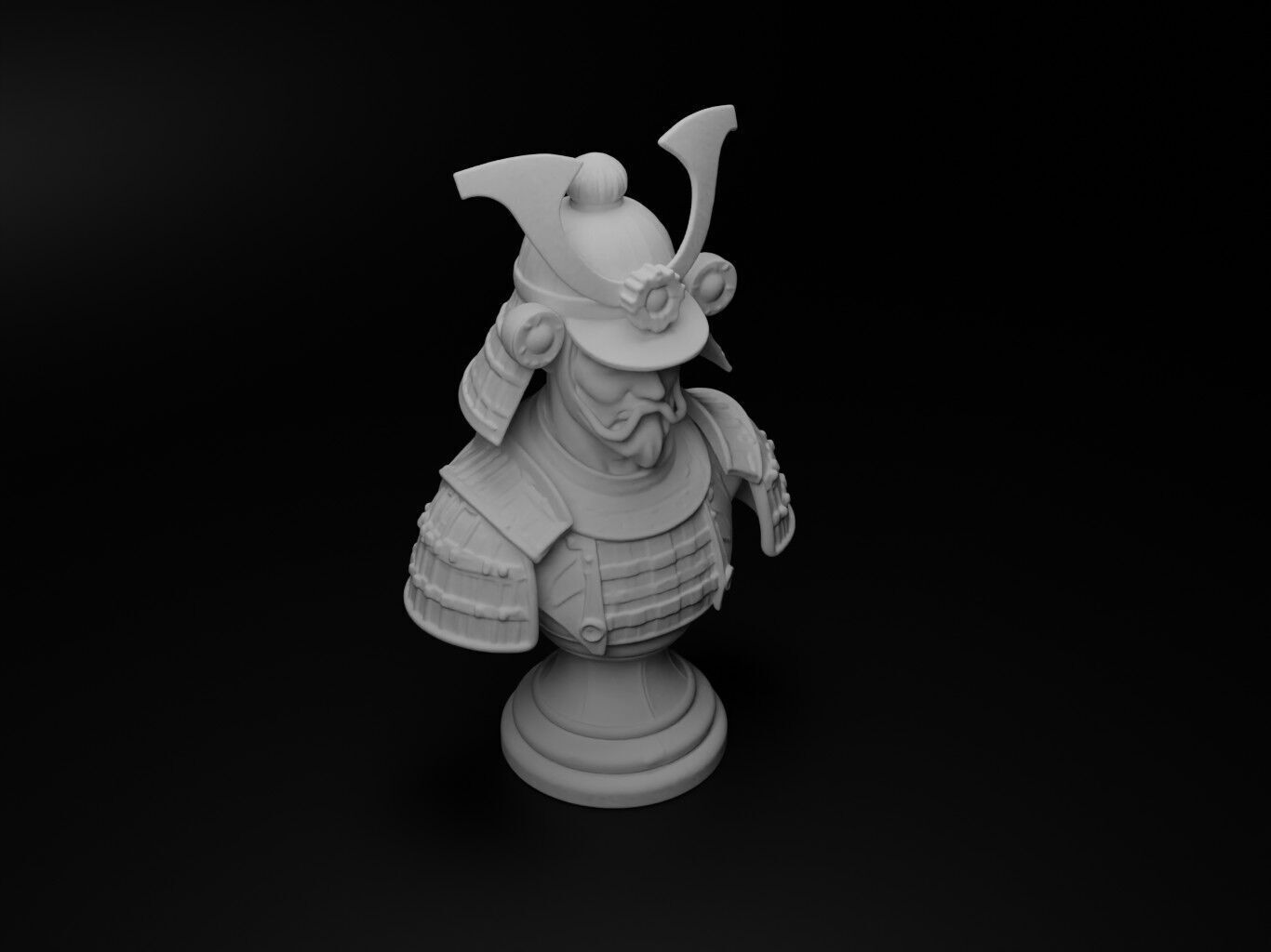 Samurai Bust Chess 3D print model_2