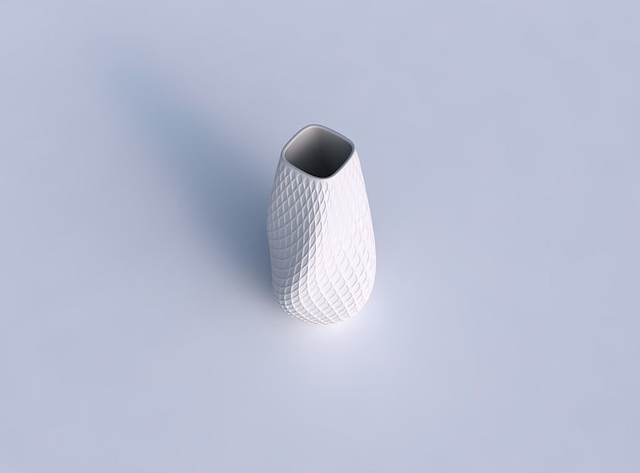 Bottom wide vase helix with diagonal grid dents 3D print model_1