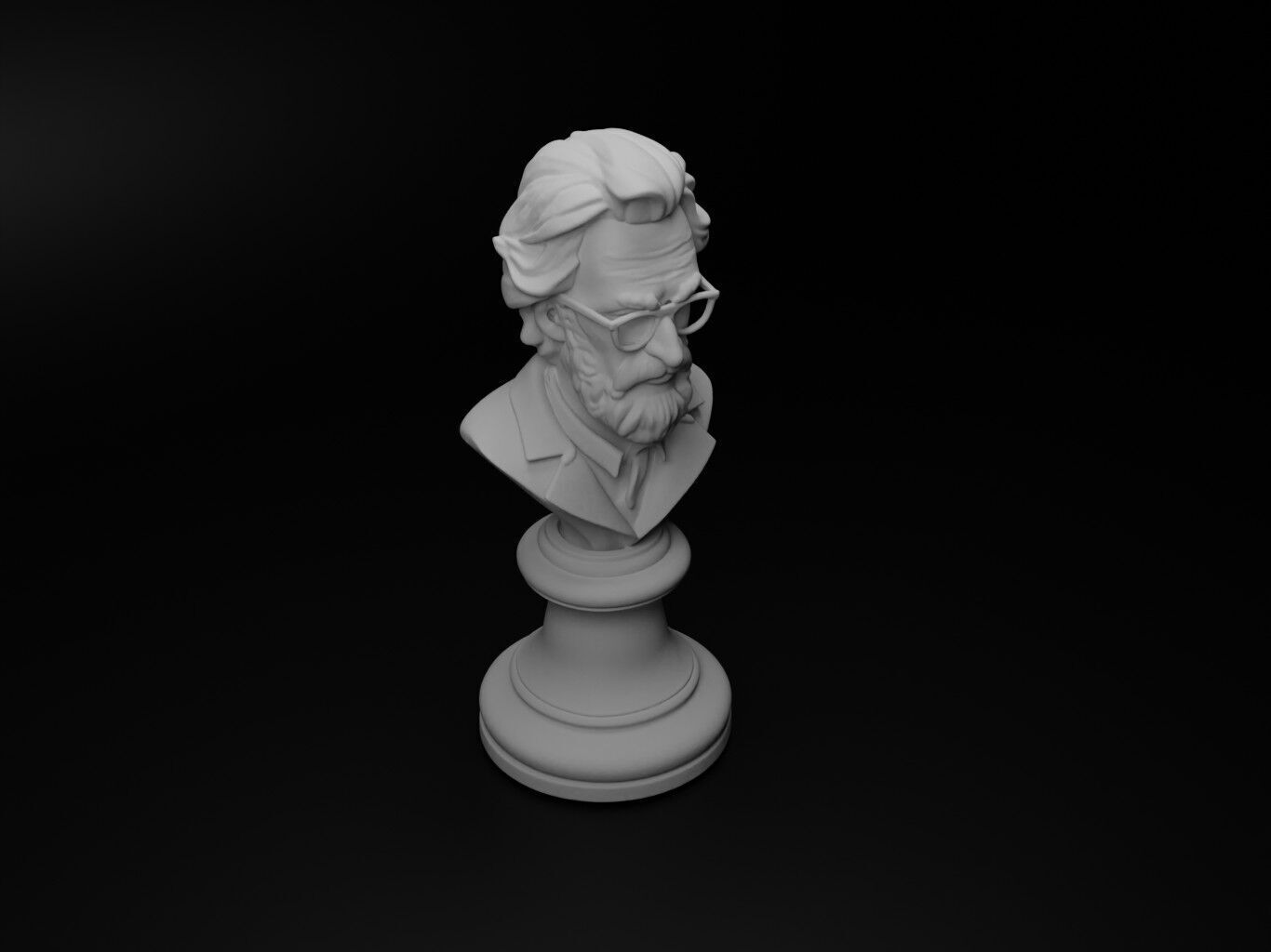 Scientist Bust Chess 3D print model_2