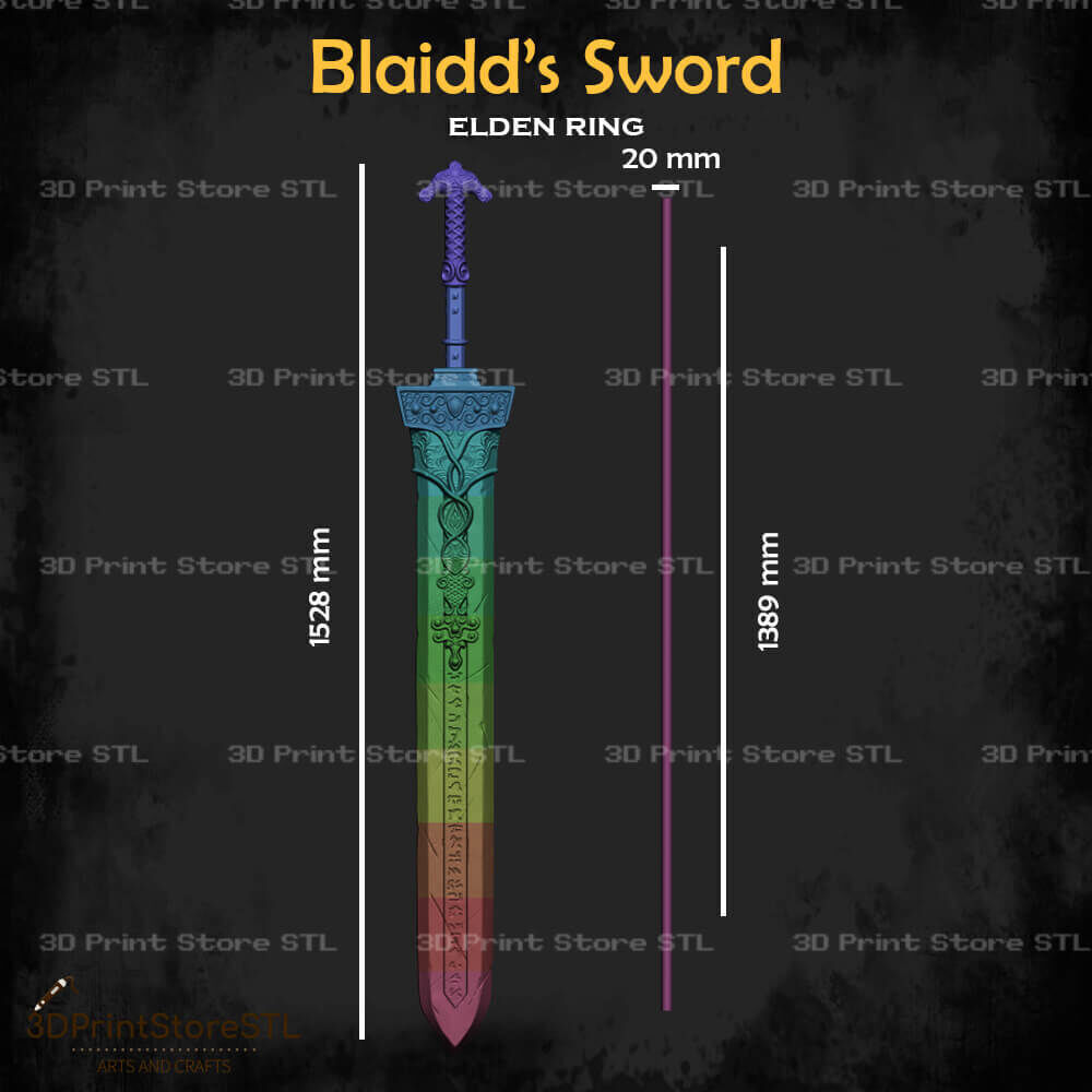Blaidd Sword Cosplay Elden Ring - STL File 3D print model_3