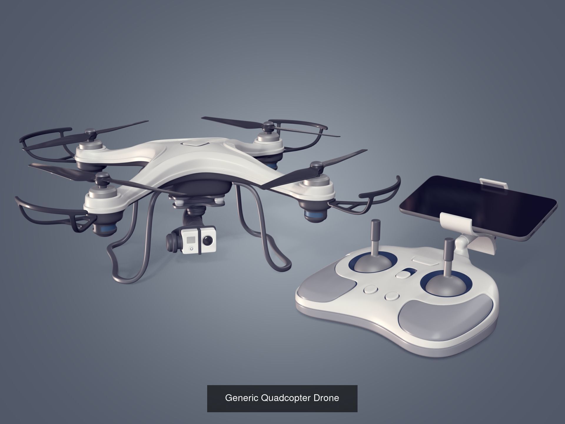 Generic Drones - Quadcopter - Hexacopter - Taxi 3D Model Collection_2