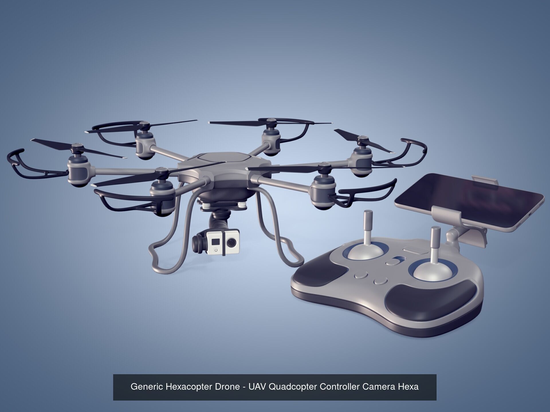 Generic Drones - Quadcopter - Hexacopter - Taxi 3D Model Collection_3