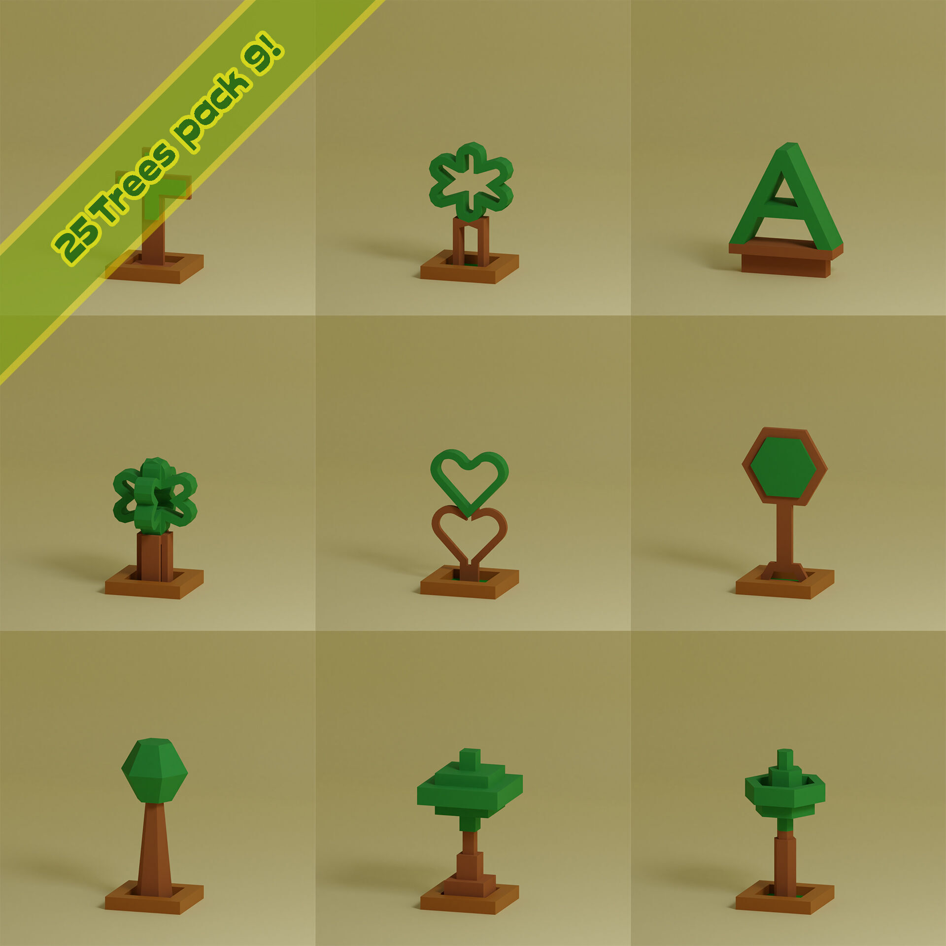 Low Poly Collection - 25 trees pack 9 Low-poly 3D model_4