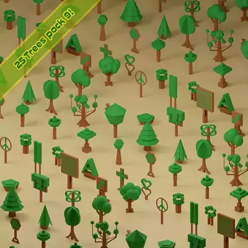Low Poly Collection - 25 trees pack 9 Low-poly 3D model