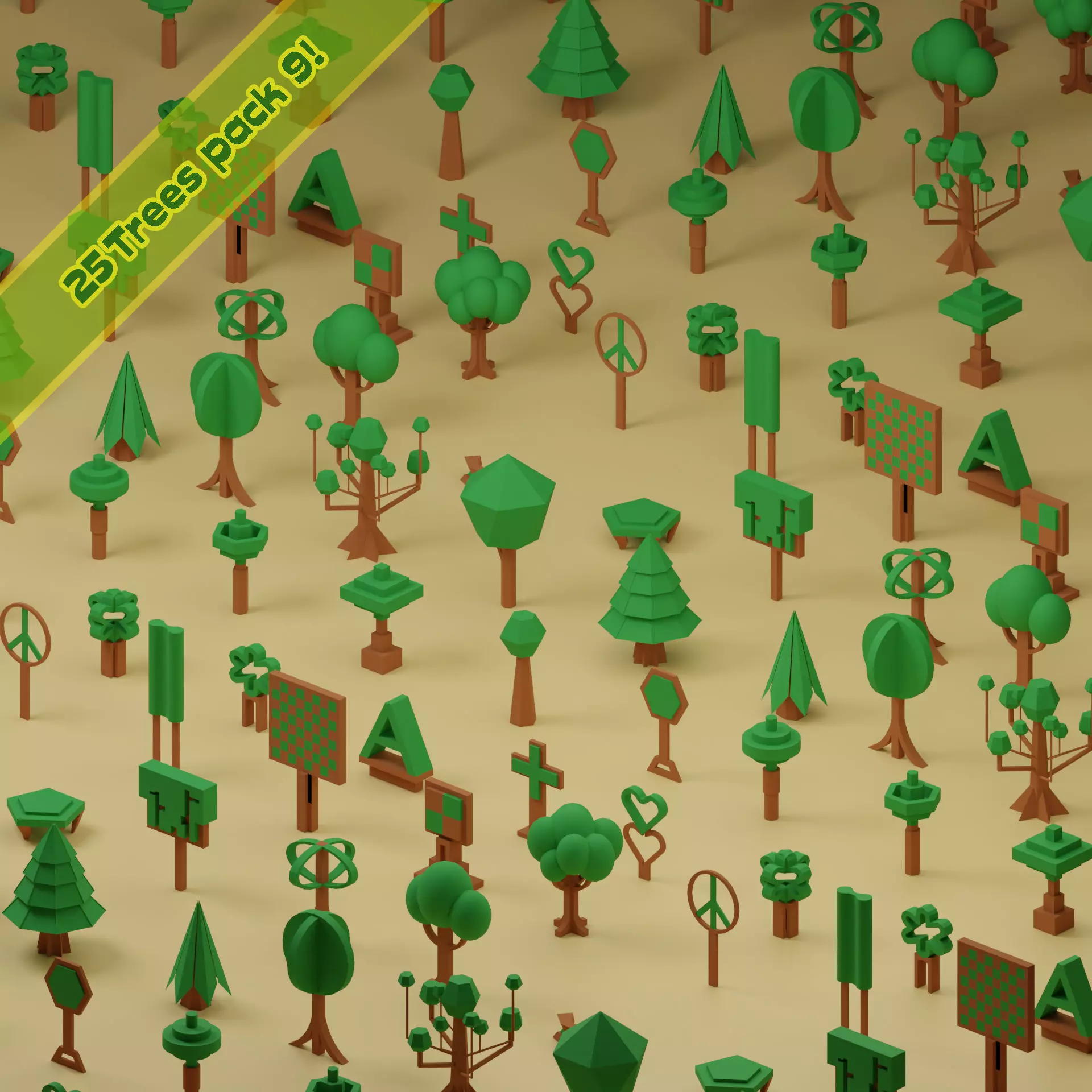 Low Poly Collection - 25 trees pack 9 Low-poly 3D model_0