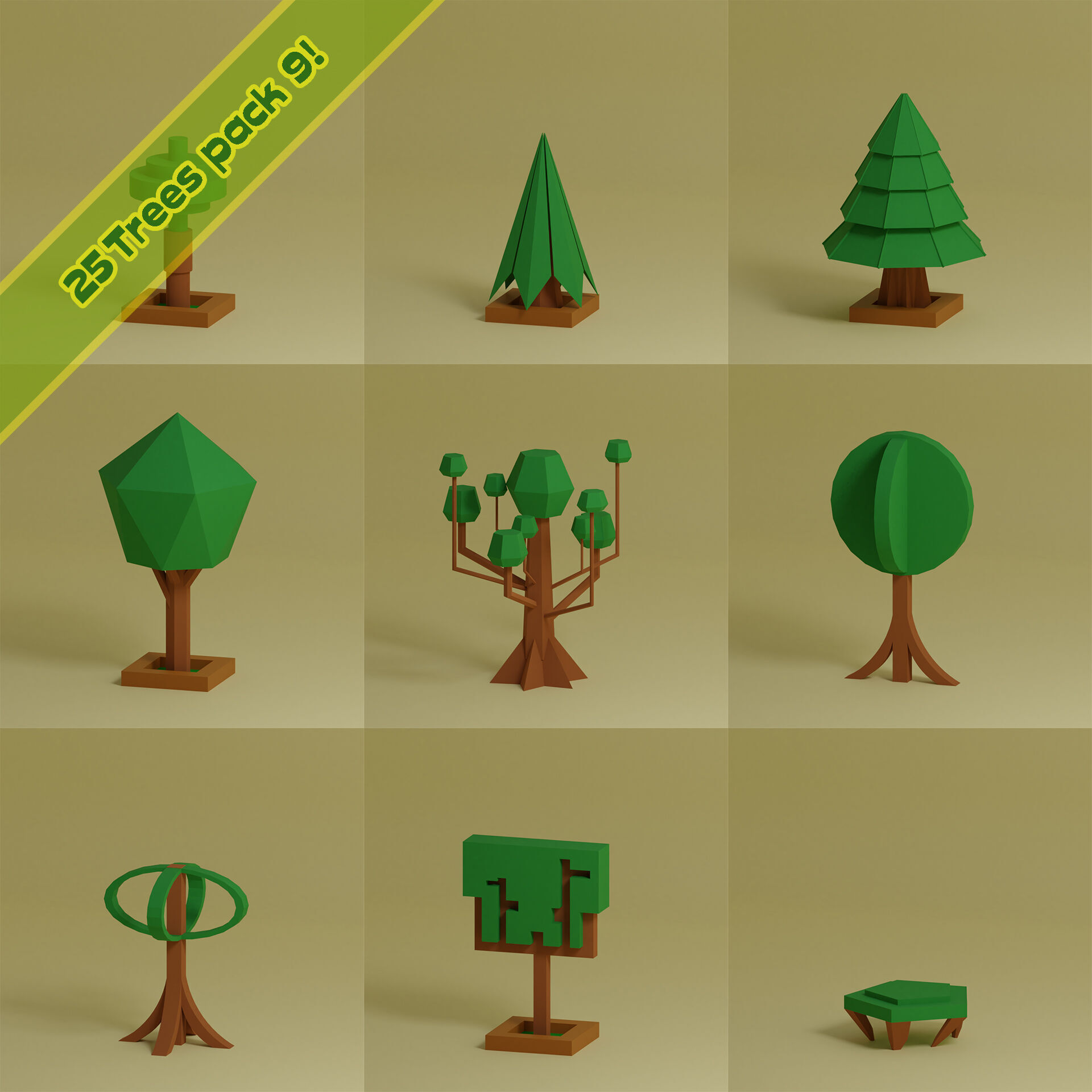 Low Poly Collection - 25 trees pack 9 Low-poly 3D model_3