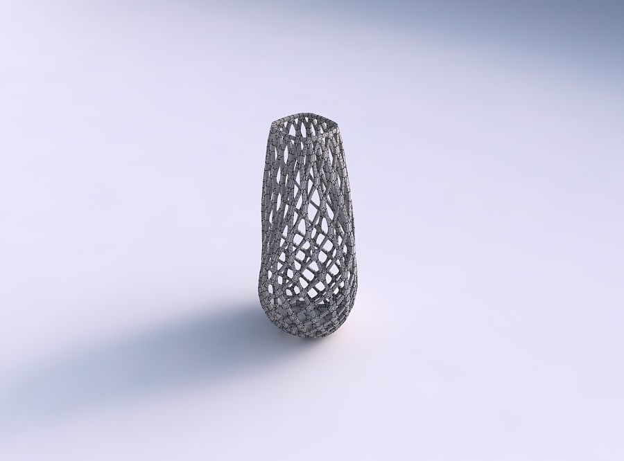 Bottom wide vase helix with diagonal grid lattice 3D print model_5