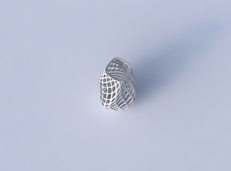 Bottom wide vase helix with diagonal grid lattice 3D print model_2