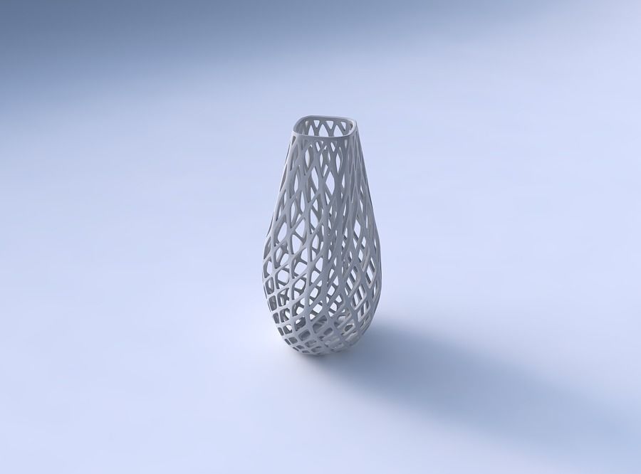 Bottom wide vase helix with diagonal grid lattice 3D print model_3