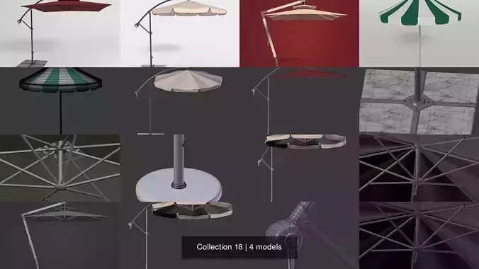 Patio Umbrellas 3D Model Collection