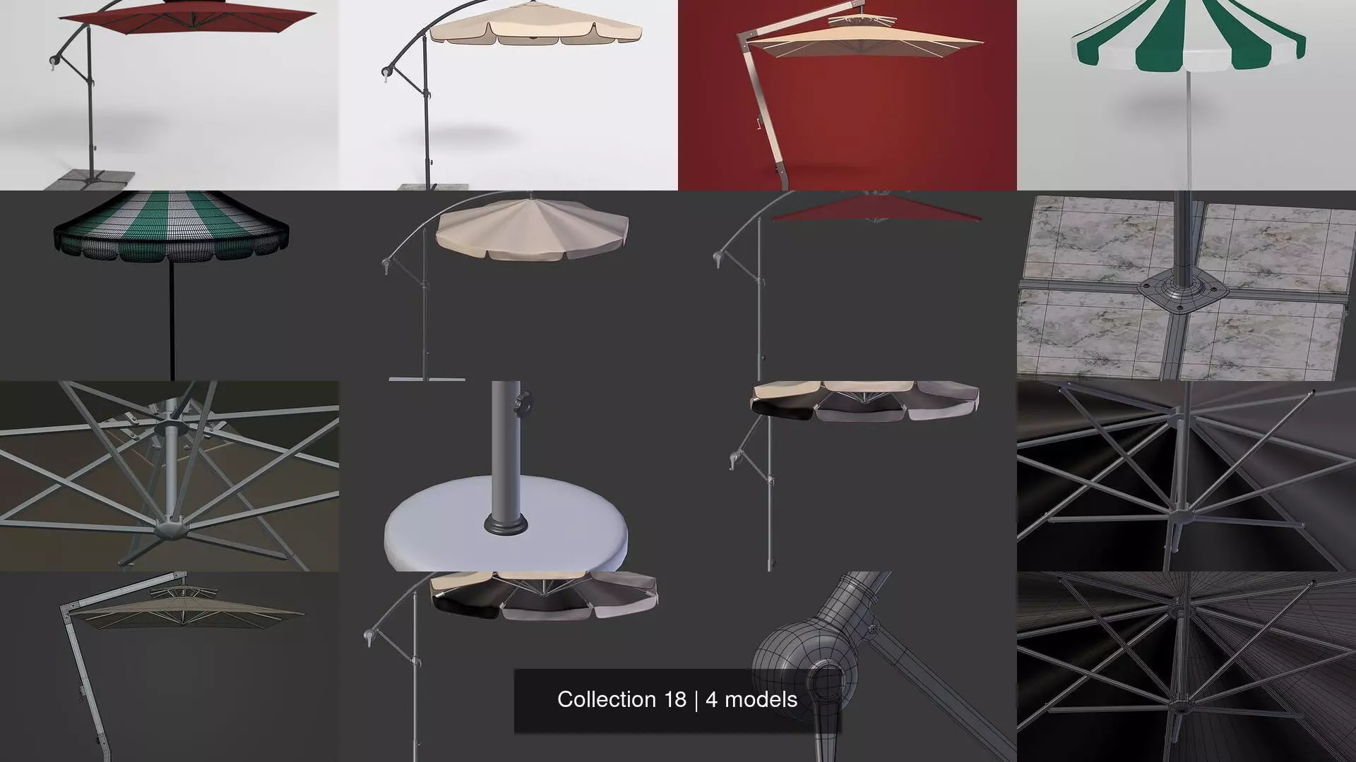 Patio Umbrellas 3D Model Collection_0