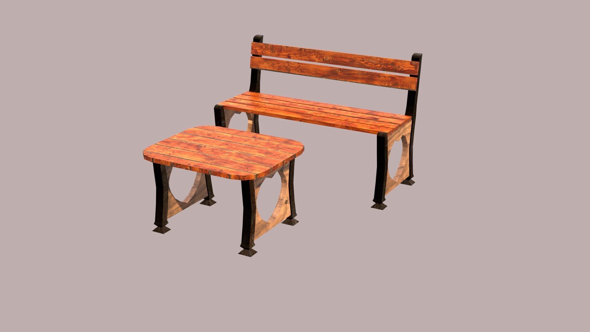 Stylized Low Poly Bench Model for Games VR and Animations Low-poly 3D model_2