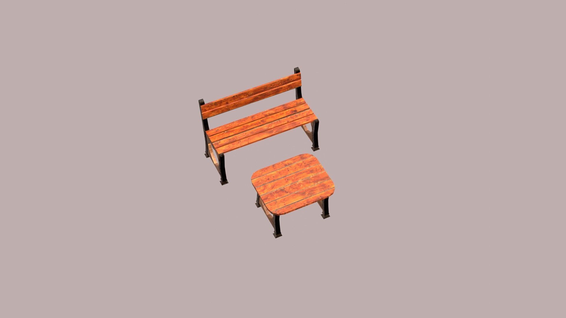 Stylized Low Poly Bench Model for Games VR and Animations Low-poly 3D model_4