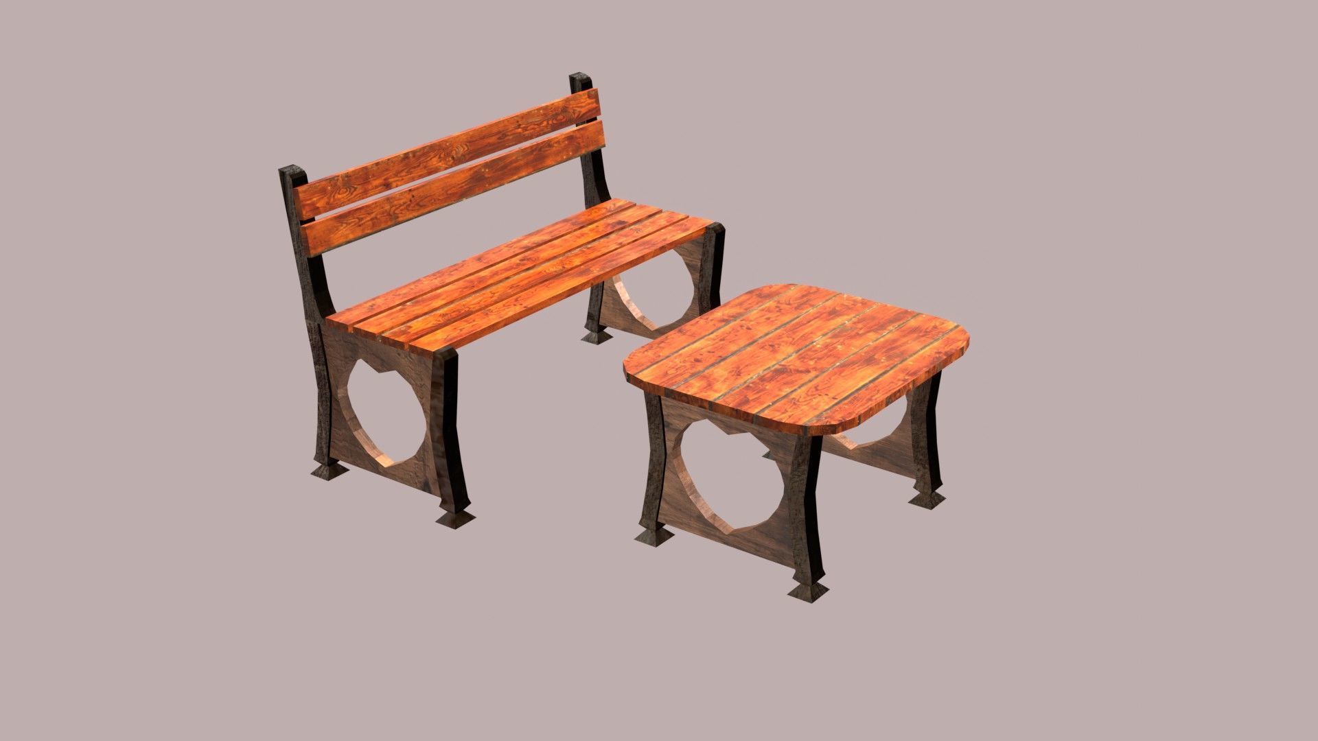 Stylized Low Poly Bench Model for Games VR and Animations Low-poly 3D model_1