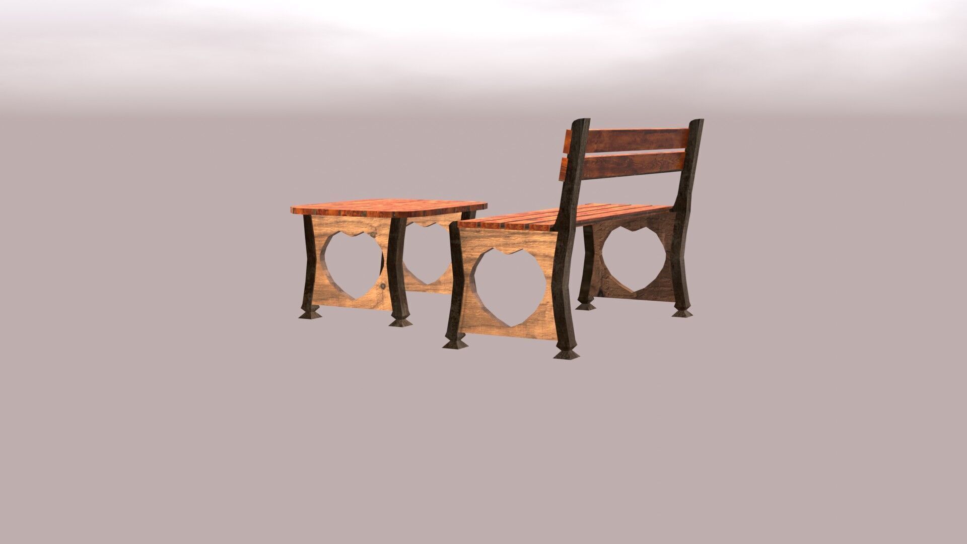 Stylized Low Poly Bench Model for Games VR and Animations Low-poly 3D model_7