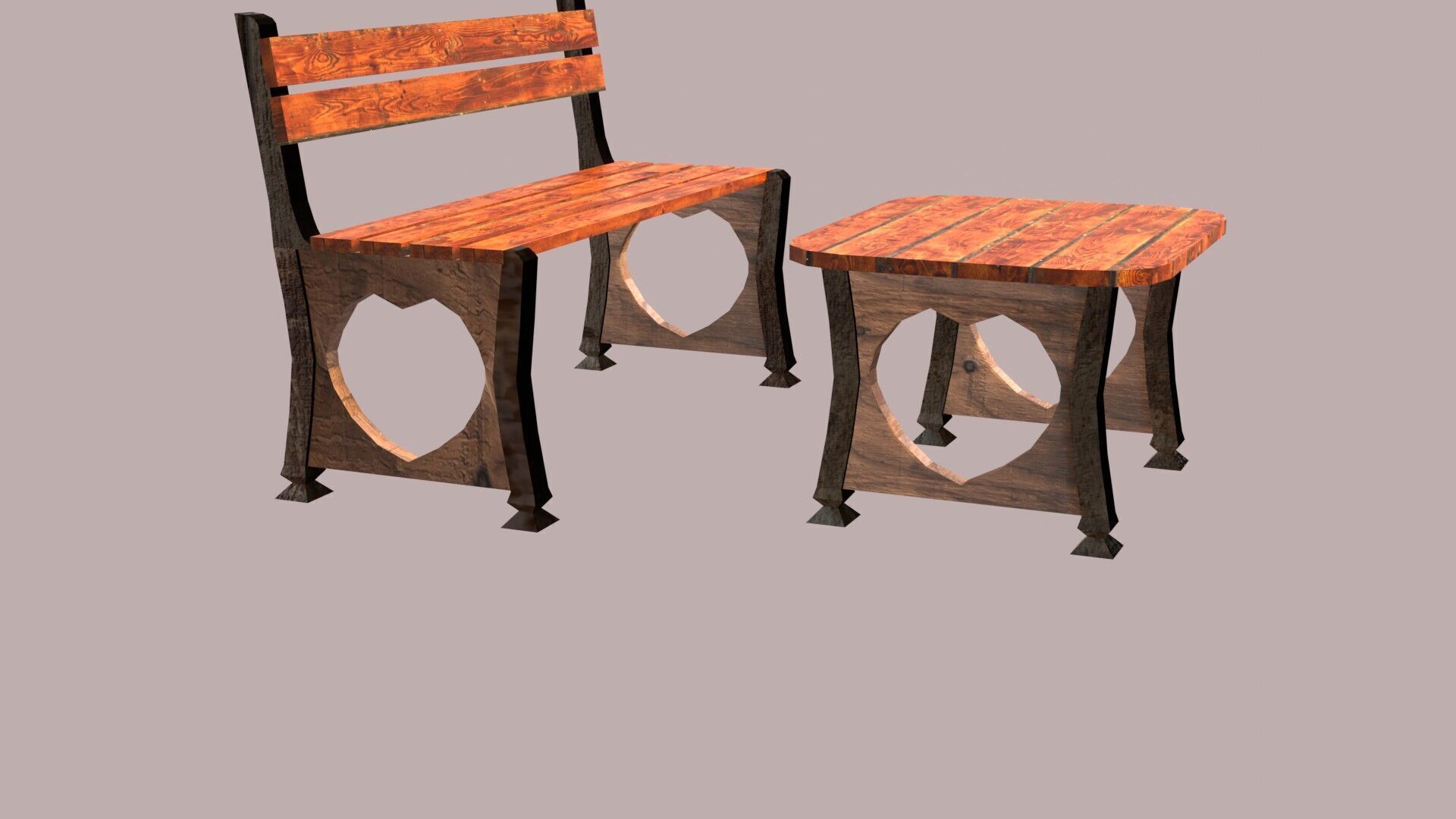 Stylized Low Poly Bench Model for Games VR and Animations Low-poly 3D model_14