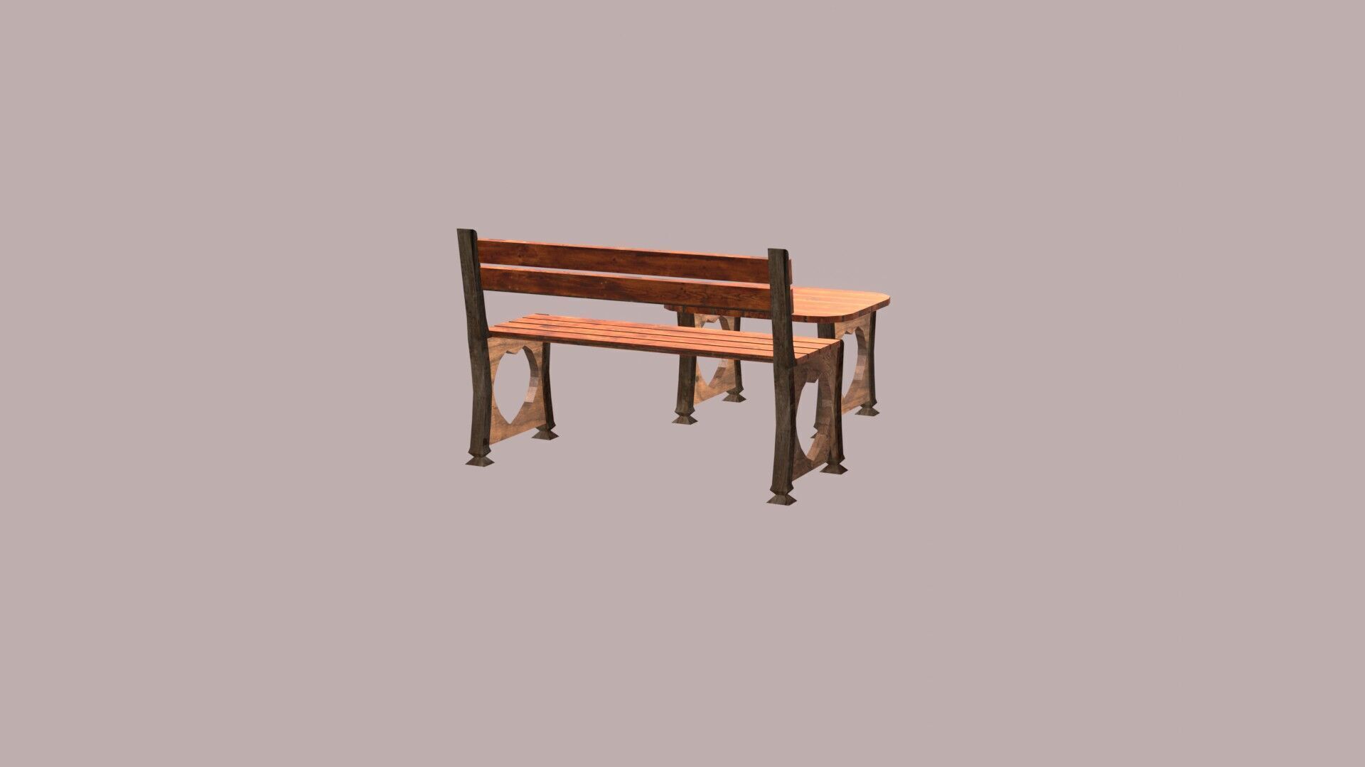 Stylized Low Poly Bench Model for Games VR and Animations Low-poly 3D model_11