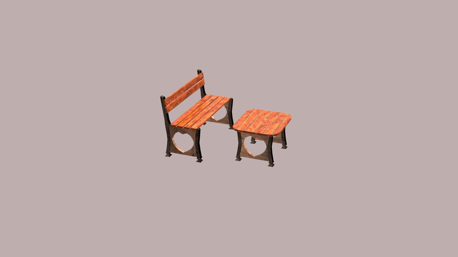 Stylized Low Poly Bench Model for Games VR and Animations Low-poly 3D model_3