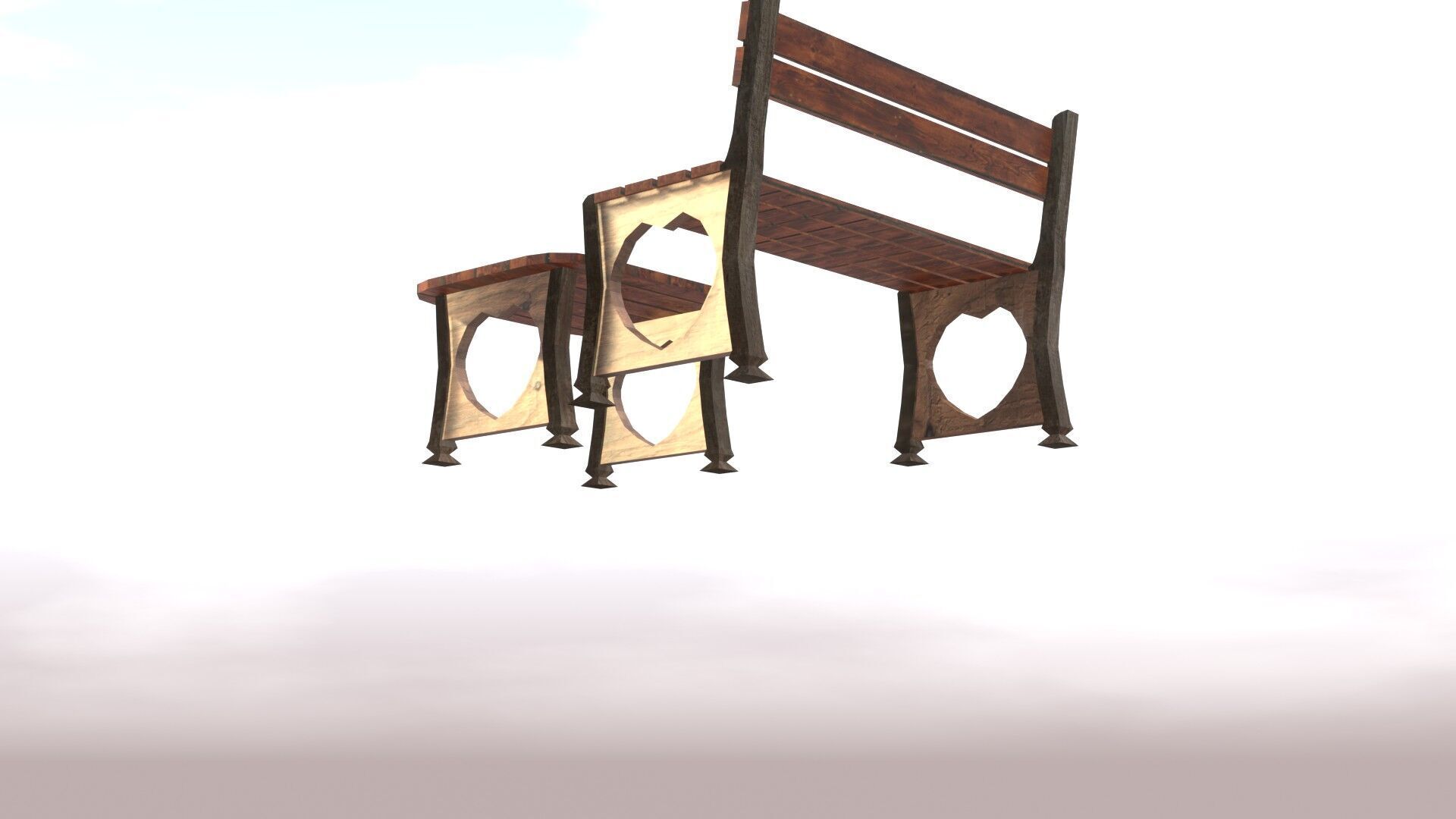 Stylized Low Poly Bench Model for Games VR and Animations Low-poly 3D model_17