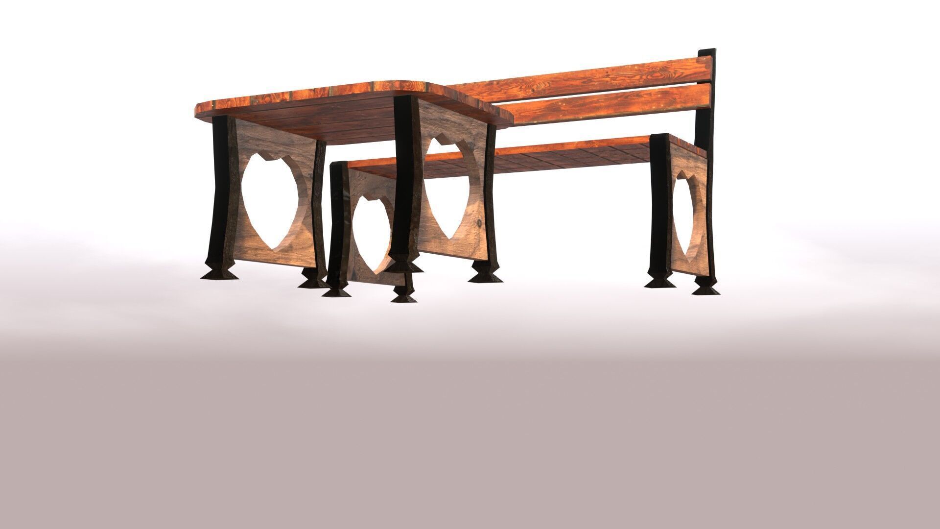 Stylized Low Poly Bench Model for Games VR and Animations Low-poly 3D model_16