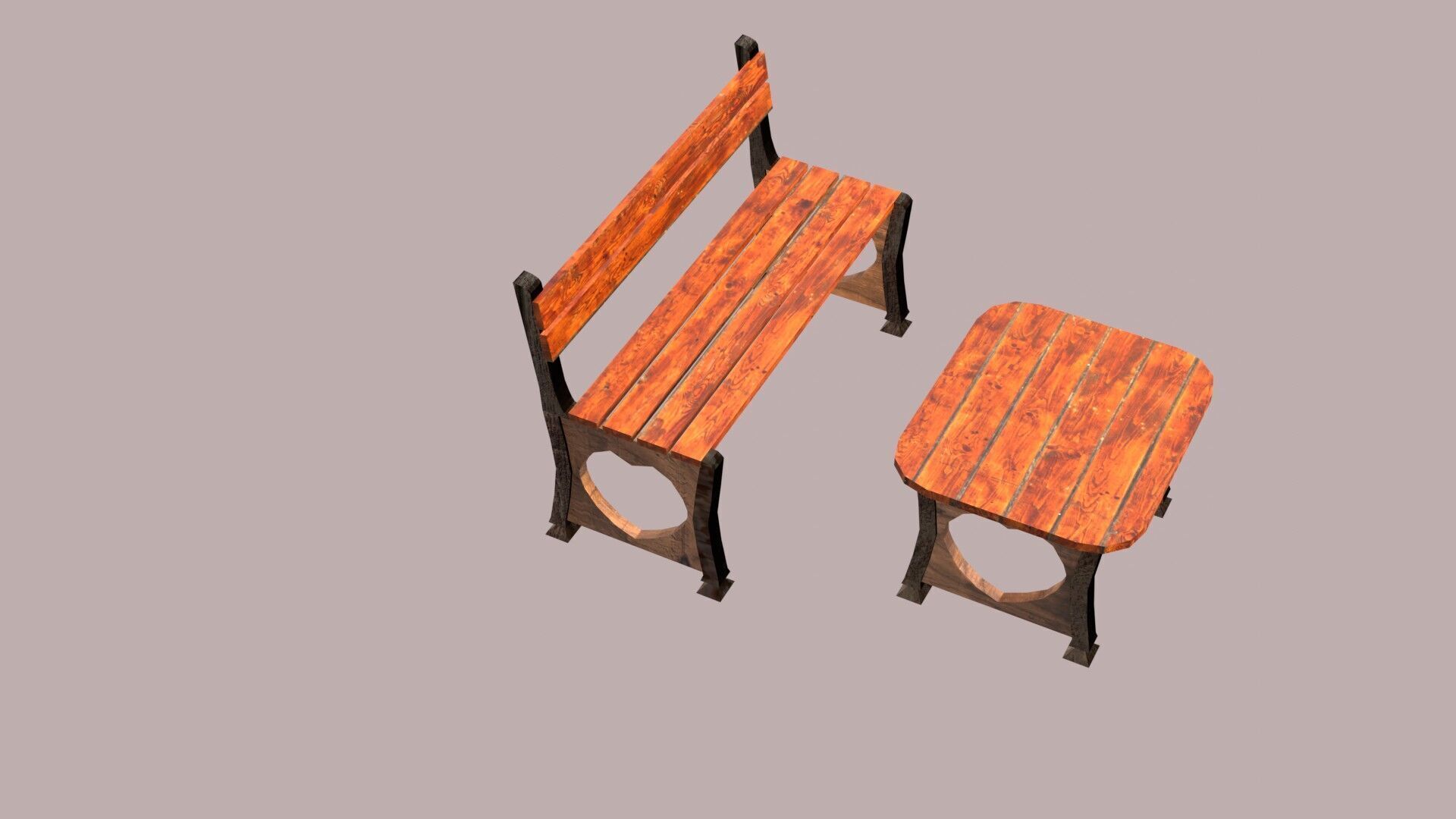 Stylized Low Poly Bench Model for Games VR and Animations Low-poly 3D model_19