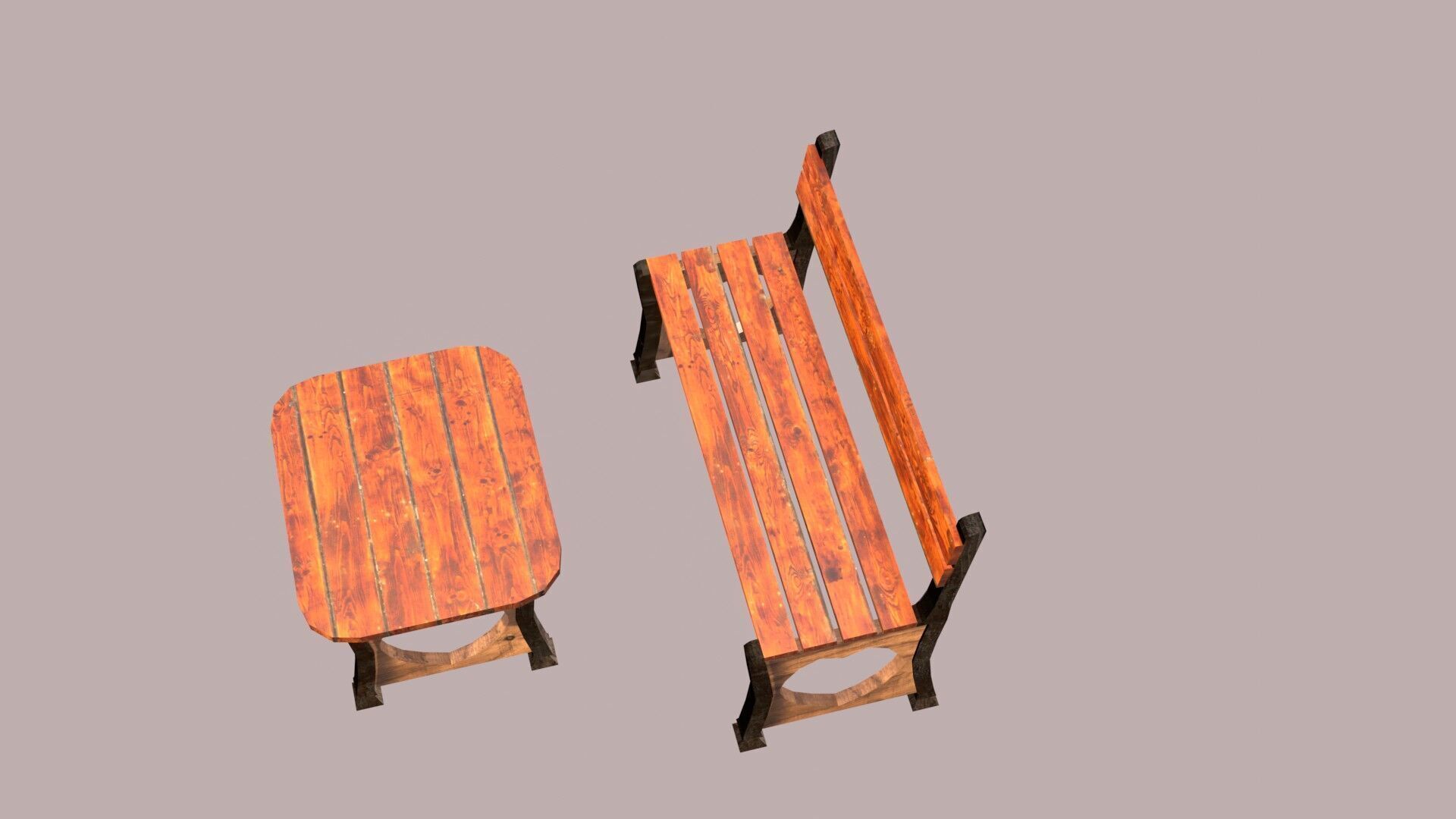 Stylized Low Poly Bench Model for Games VR and Animations Low-poly 3D model_18