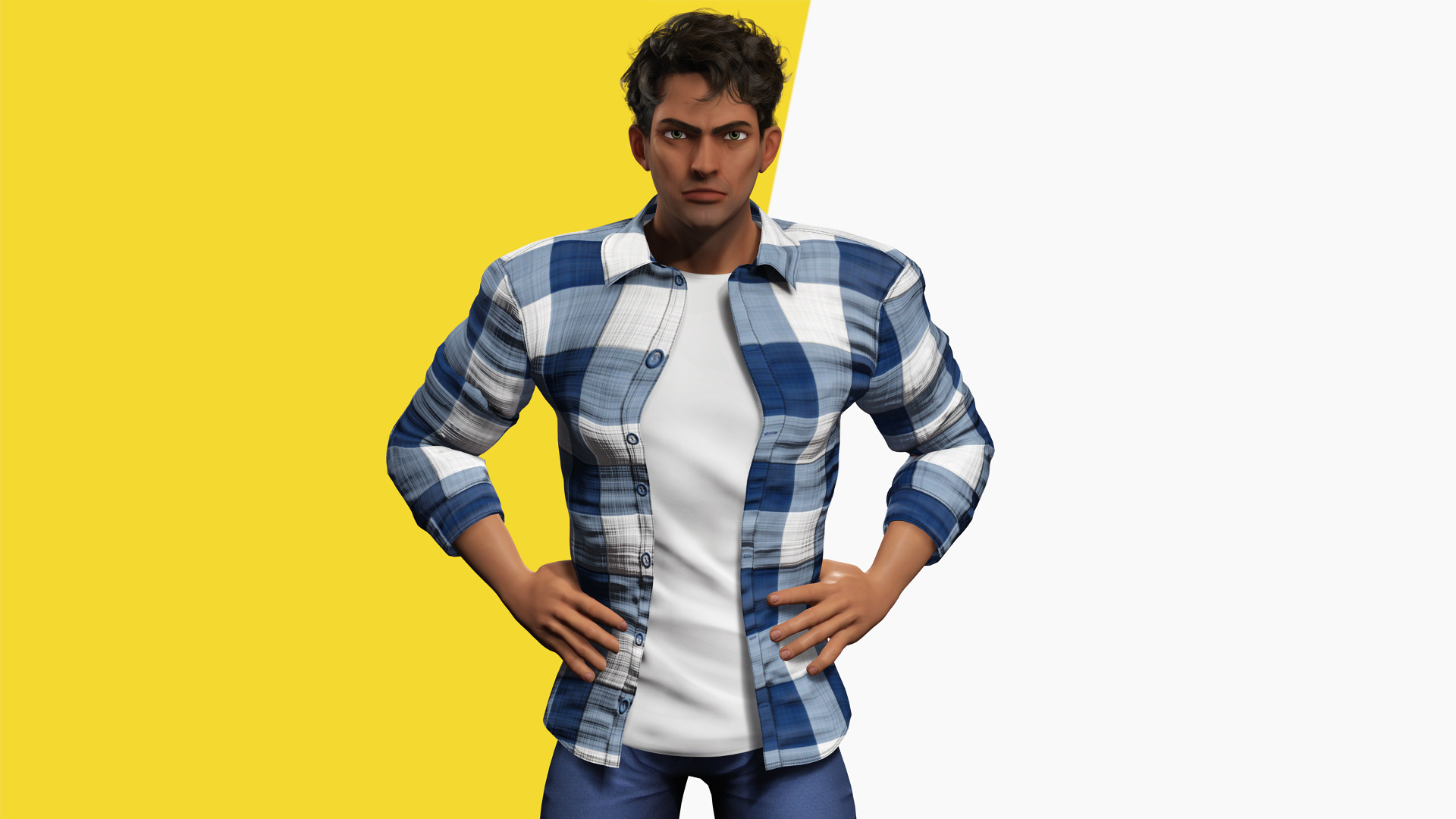 Intense Rugged Look Rigged Stylized Toon 3D Male Character Low-poly 3D model_10